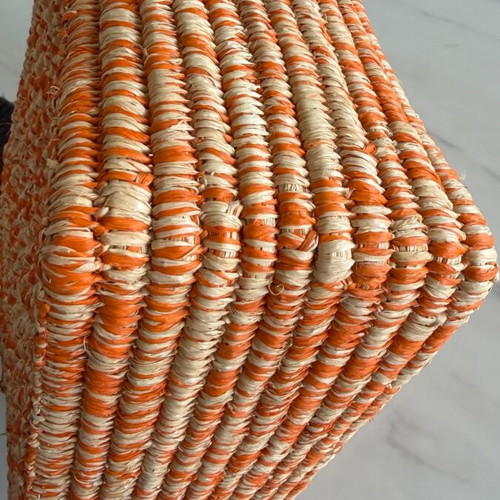 Straw bag new beige-orange 16x10x7