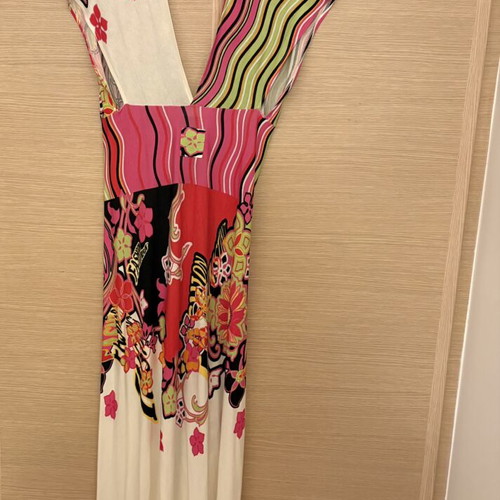 Long kimono dress by Greek designer, new, multicolor