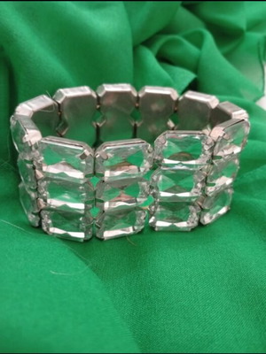 Bracelet with stones elastic like new, silver