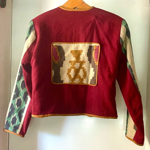 Wool cardigan like new, colorful, Indian style with large pockets