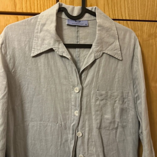 Linen dress like new, light blue, three-quarter sleeves, buttons