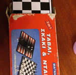 Magnetic backgammon used, chess and checkers set