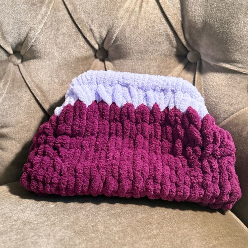 Reverse puffy bag handmade, new, purple - lilac, medium size