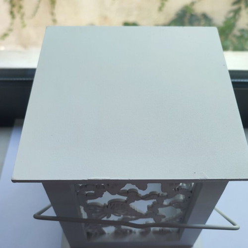 Decorative lantern with butterflies like new, white