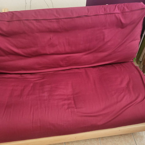 Futon sofa bed, pine wood, multifunctional