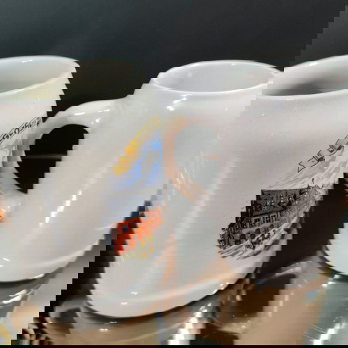 Винтидж керамична халба за бира Goslar 0.5L нова с подарък малка халба