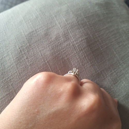 Silver 950 ring with zirconia, handmade solitaire
