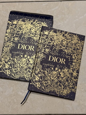 Dior notebook with case, dark blue with gold details