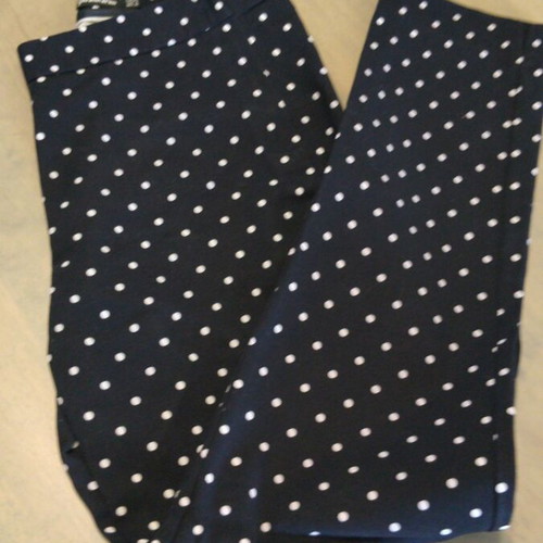 Stradivarius polka dot pants size M like new, dark blue and white