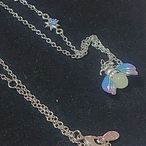 Bee Necklace new with blue and purple enamel, glows in the dark, A.L.E.