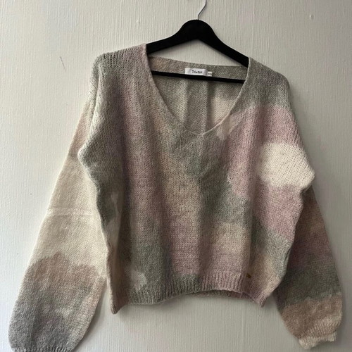 Wool-blend cropped sweater Toi&Moi used, white and pink