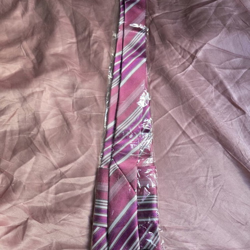 Beretta silk tie new, pink and purple striped