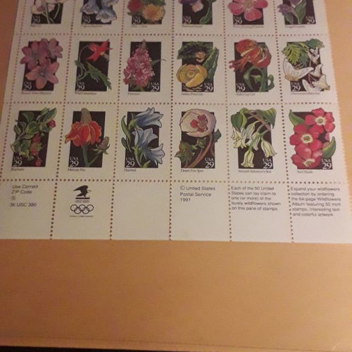29c WILD FLOWERS SHEET 1992, USA Scott #2647 MNH. (30).