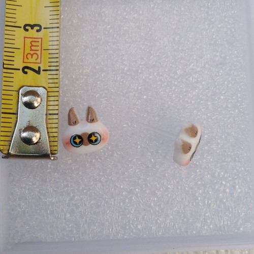 Earrings handmade hypoallergenic, pack of 2 pairs with cat design