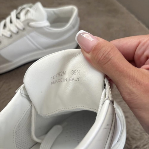 Prada Downtown Leather Sneakers Size 39.5 EU Like New Beige White