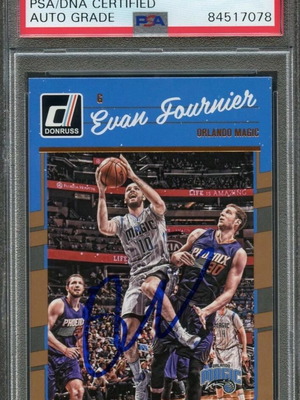 Evan Fournier Donruss 2016-17 Signed Card Auto 10 PSA
