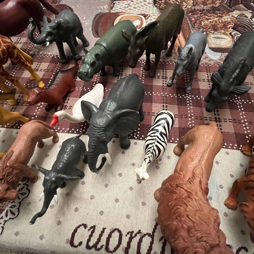 Plastic animals used, set of 30, farm jungle sea