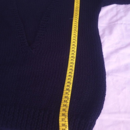 Handmade black knit top with open V back, used