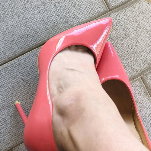 Coral patent platform heels 12 cm like new, size 40