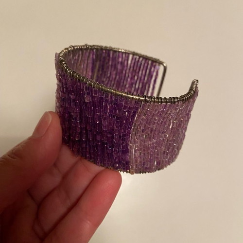 Bracelet handmade 90s with beads used, purple-lilac colors