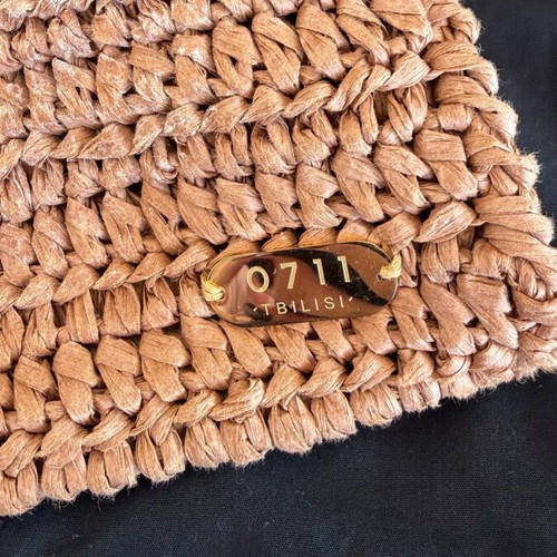 0711 brown raffia bag like new