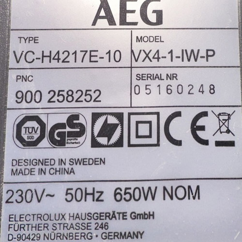 AEG VX4-1-CB-P X Efficiency vacuum cleaner with two cloth bags and filter
