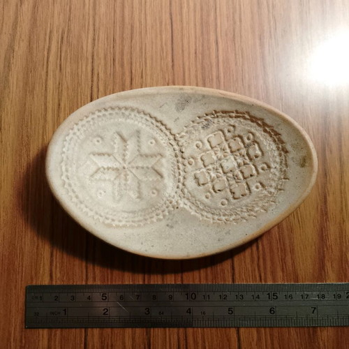 Cypriot ceramic lace imprint used with Hello Cyprus inscription