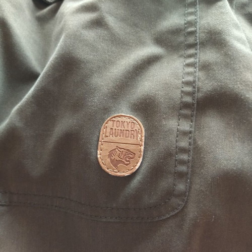 Tokyo Laundry men's parka jacket XL used, khaki with sherpa lining
