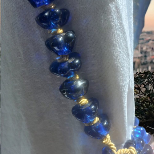 Decorative tabletop worry beads like new, deep blue with gold details