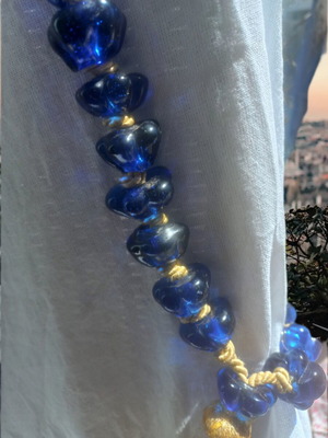 Decorative tabletop worry beads like new, deep blue with gold details