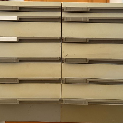 Plastic Office Drawer Unit with 12 Drawers used, beige
