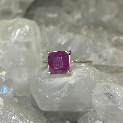 Silver ring with natural ruby new, handmade