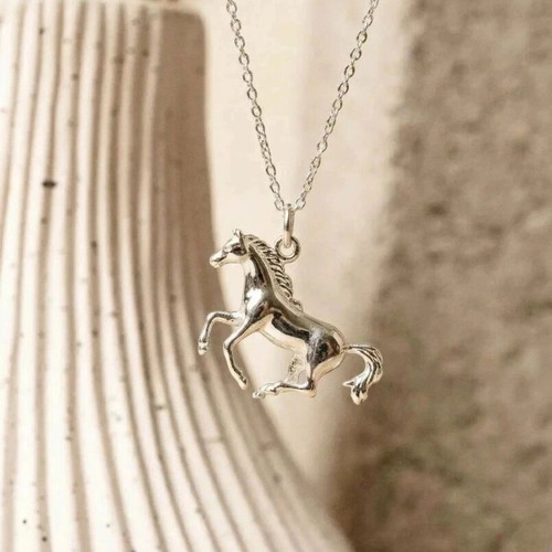 Horse Necklace 18K White Gold Plated Stainless Steel with Gift Box