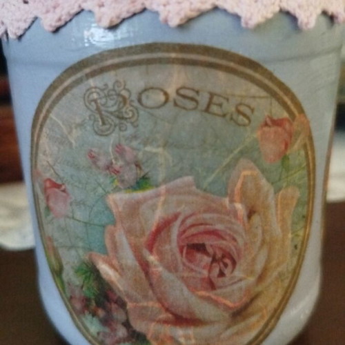 Decoupage jar like new, ideal for storing bay leaves and spices