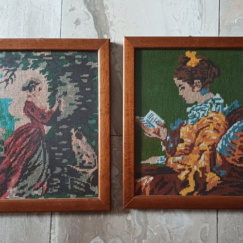 Set of 2 Handmade Embroidered Frames, new