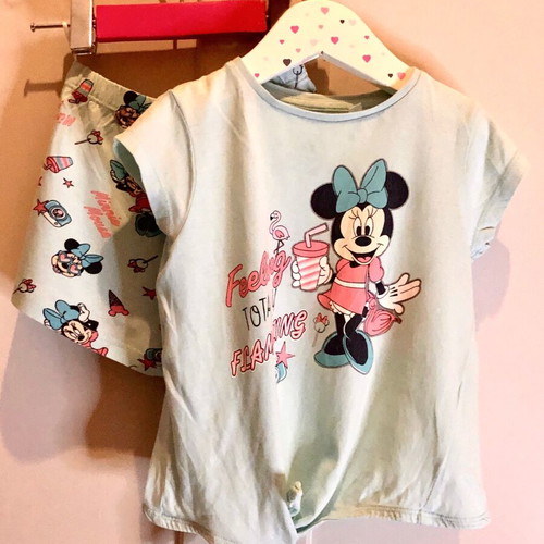 Minnie shorts and T-shirt set, 12-18 months, turquoise cotton