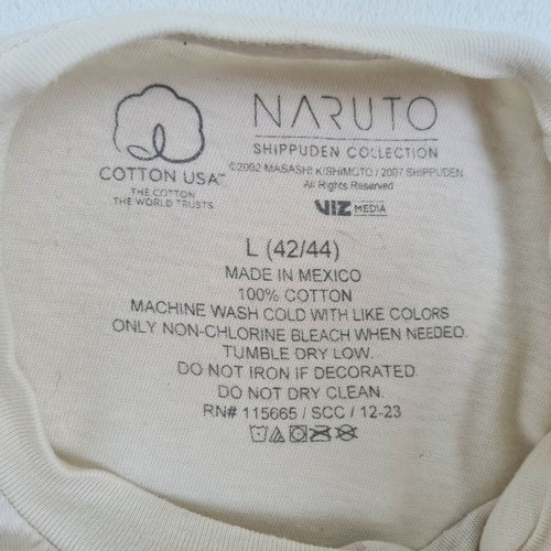 Naruto Ichiraku Ramen men's anime manga t-shirt size L like new, beige