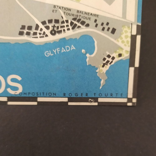 Vintage Air France Athens map by Roger Tourte, 1950s