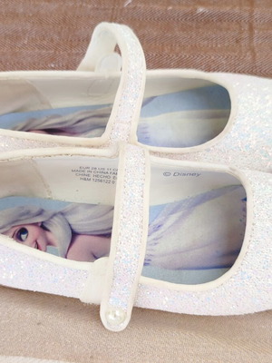 H&M λευκές μπαλαρίνες flat με glitter και μπαρέτα νούμερο 28 σαν καινούργιο