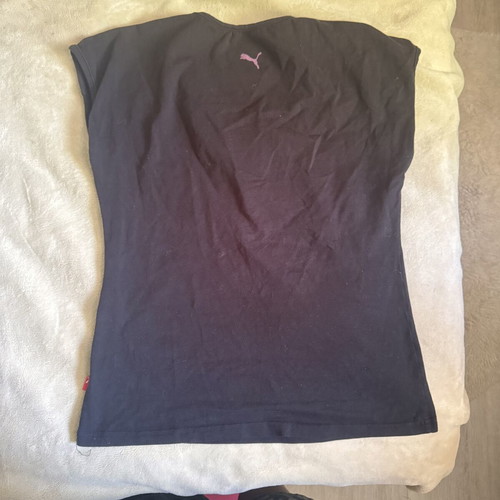 Puma womens tshirt with fake scarf used, size M/L, black