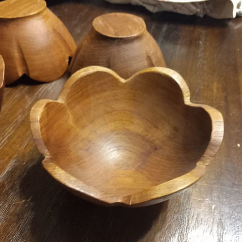 Wooden bowls set of 4 used with minor marks