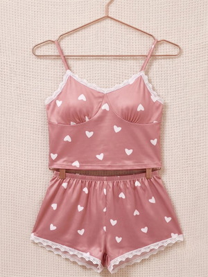 Sinsay Heart Pajama set new, pink, size XS