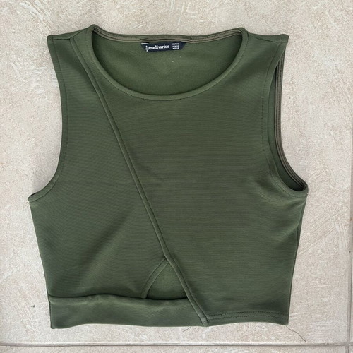 Stradivarius Khaki Crop Top XS like new