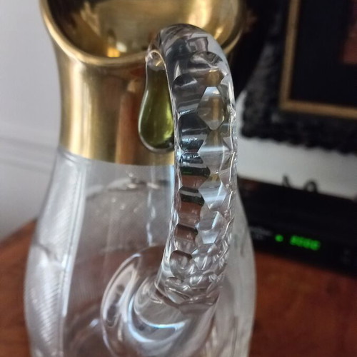 Moser crystal water jug with gold leaf, new