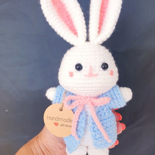 Amigurumi Bunny Doll handmade, 21cm, safe eyes, hypoallergenic filling