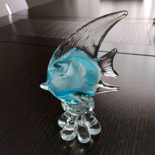 Handmade decorative fish fussing like new, glass
