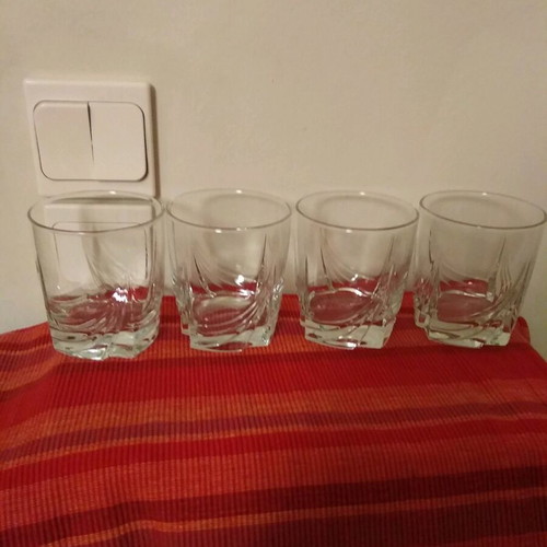 Glass set of 12 used embossed design glasses