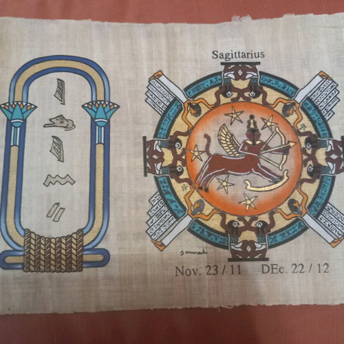 Papyrus with Sagittarius zodiac used from Egypt