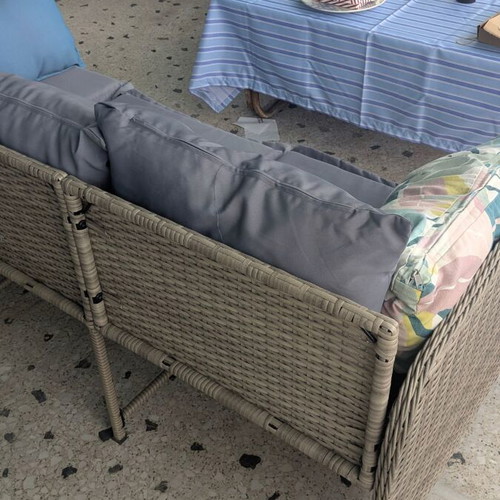 Veranda sofa new, three-seater with cushions