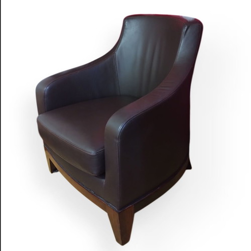 Leather armchair Greek made dark brown